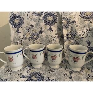 Princess House Exclusive Fine Porcelain Orchid Floral 4 each Cups Japan